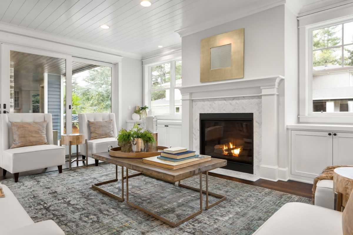 Elegant Charleston living room with fireplace and refined architectural details